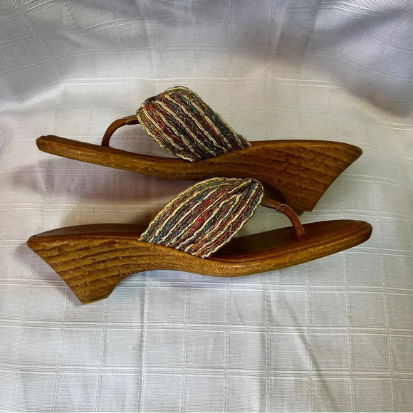 Made In Italy Designer Boho Goddess Fairy Sandals Size 6 Stacked Chunky Heel - Picture 10 of 11